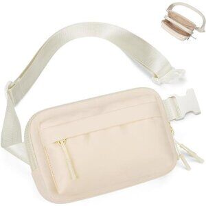 Fanny Packs, Belt Bag with 3 Zipper Pockets, Beige